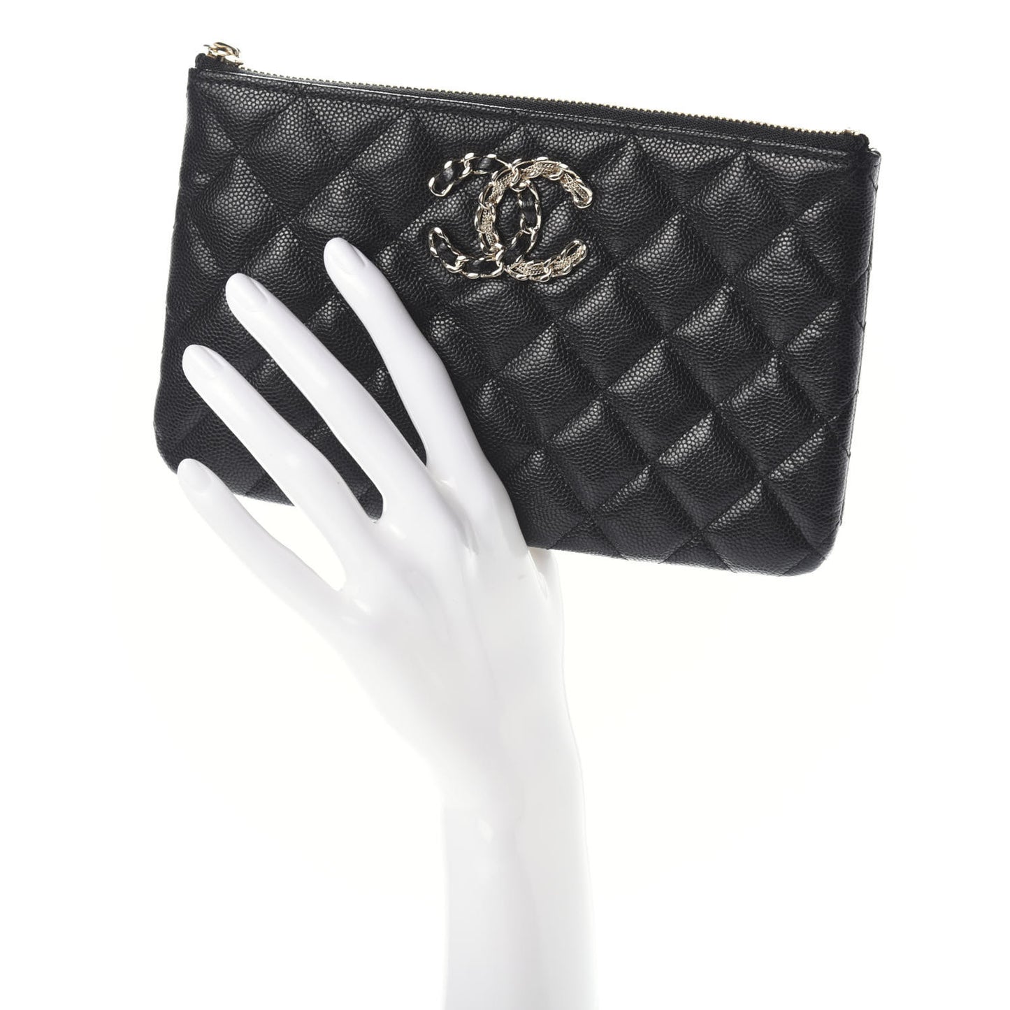 Caviar Quilted Small French New Wave CC Pouch Black