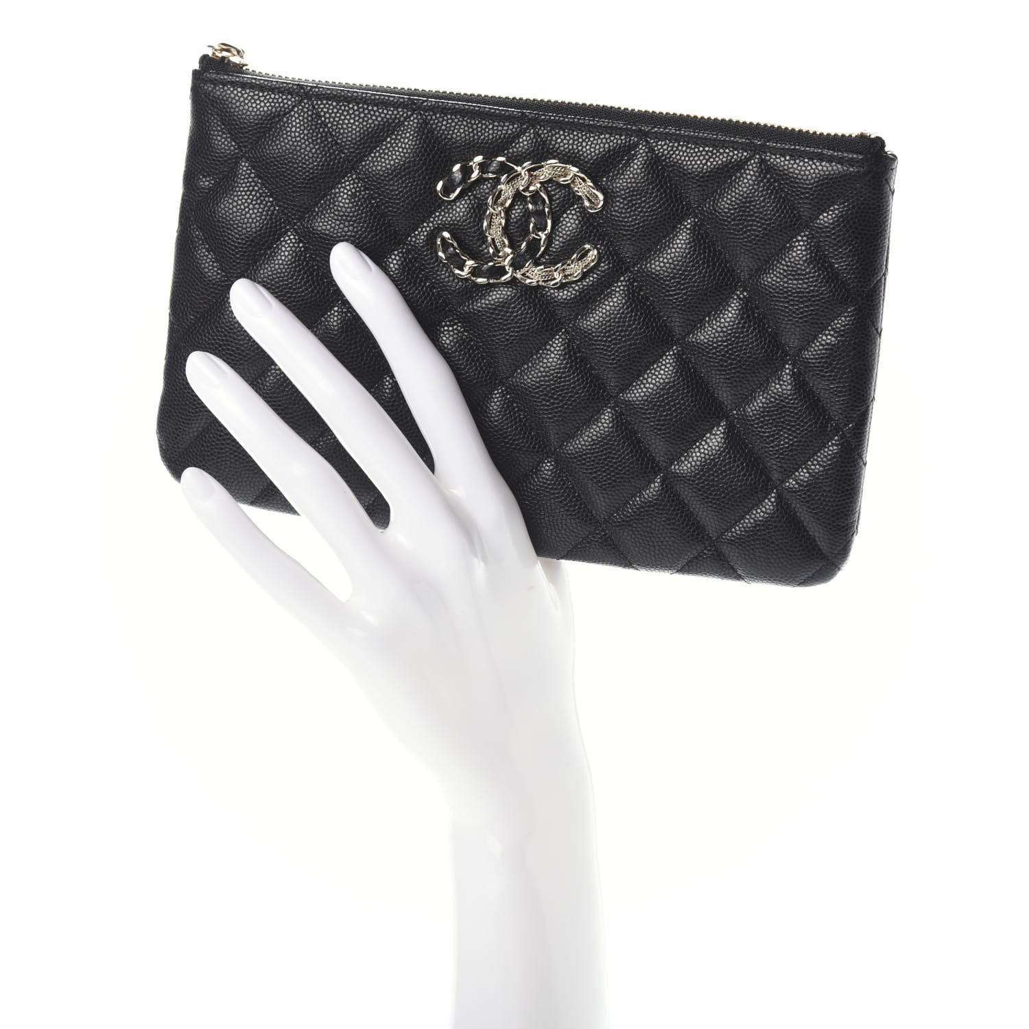 Chanel Caviar Quilted Small French New Wave CC Pouch Black 2 of 7