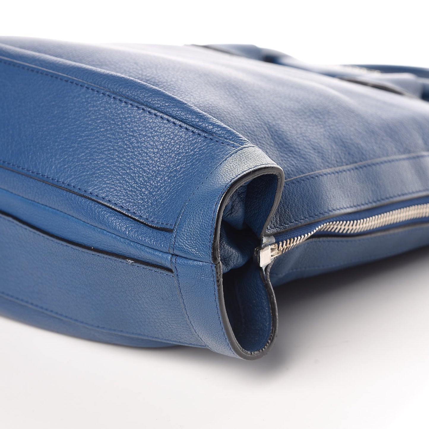 Grained Goatskin Antigona Zippered Tote Blue