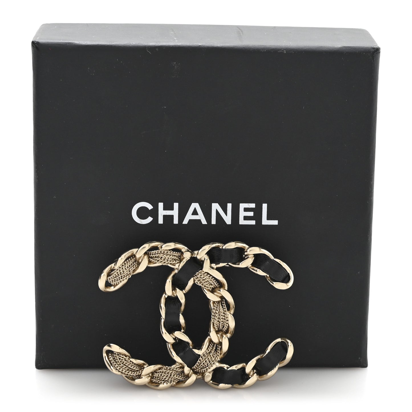 Metal Chain French New Wave CC Brooch Black Gold