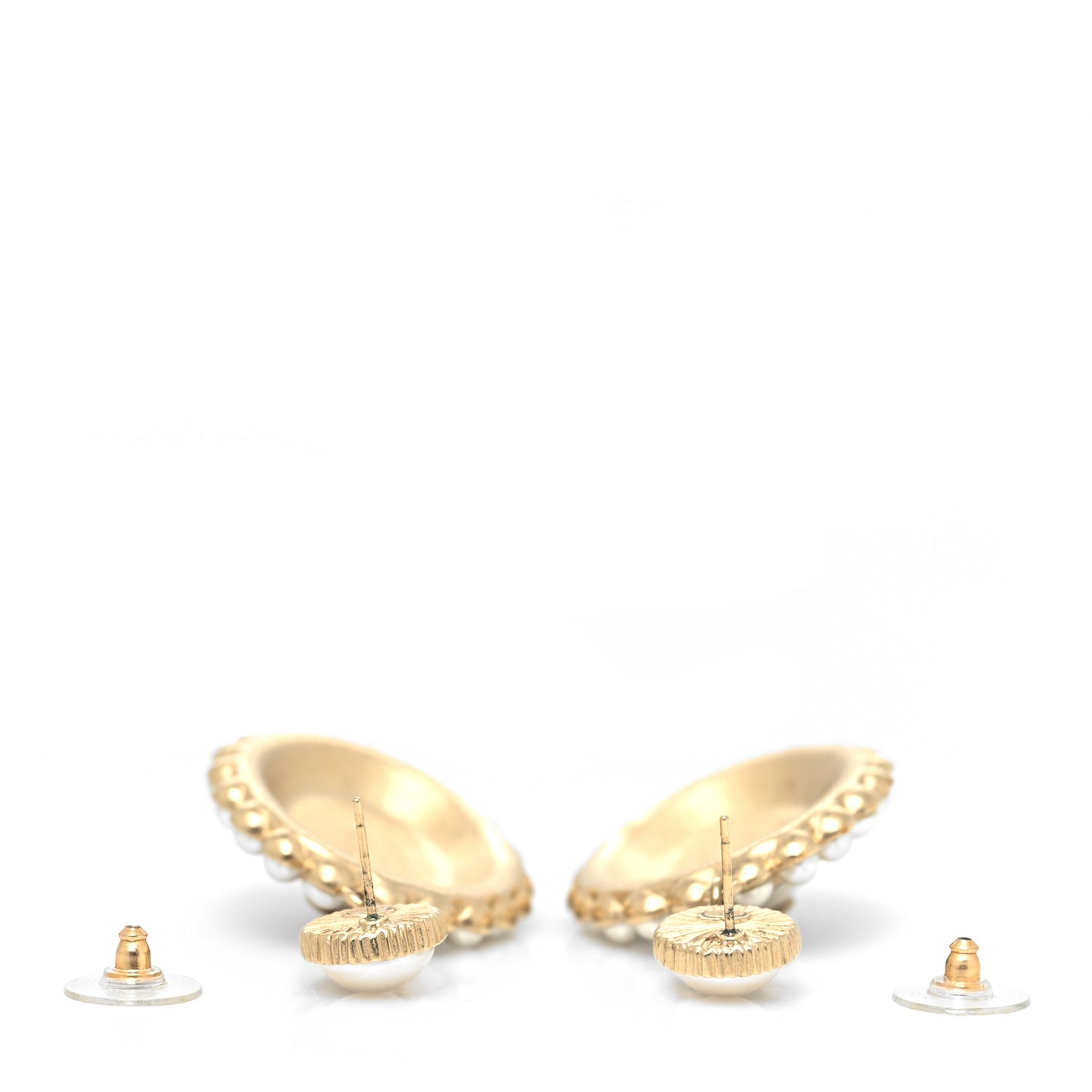 Metal Resin Pearl CC Drop Earrings Gold Black