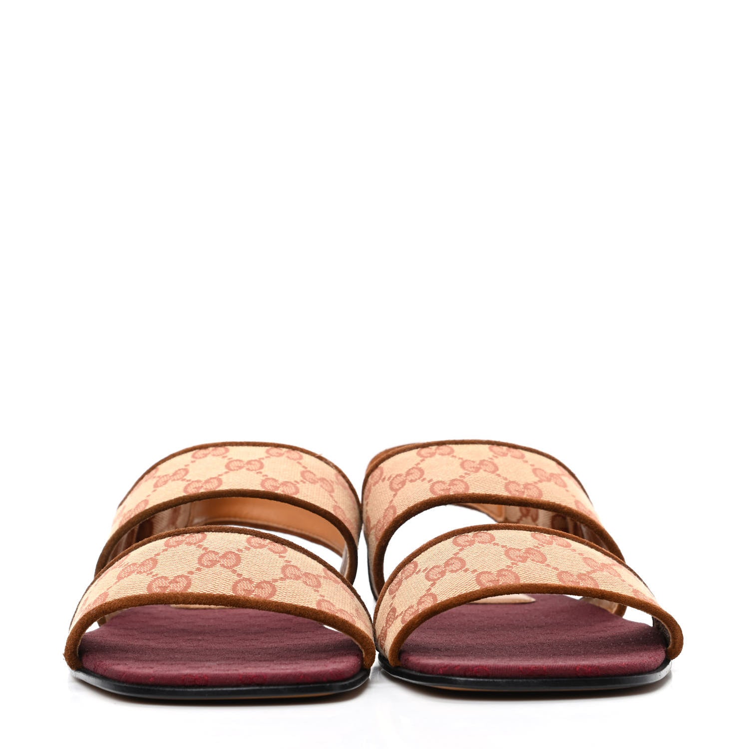 Gucci Canvas GG Monogram Mens Slingback Flat Sandals 9 Beige Ruggine Cuir 2 of 8
