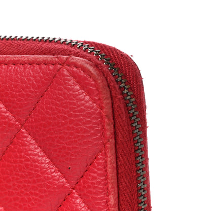 Chanel Caviar Quilted Small Zip Around Wallet Red 16 of 19