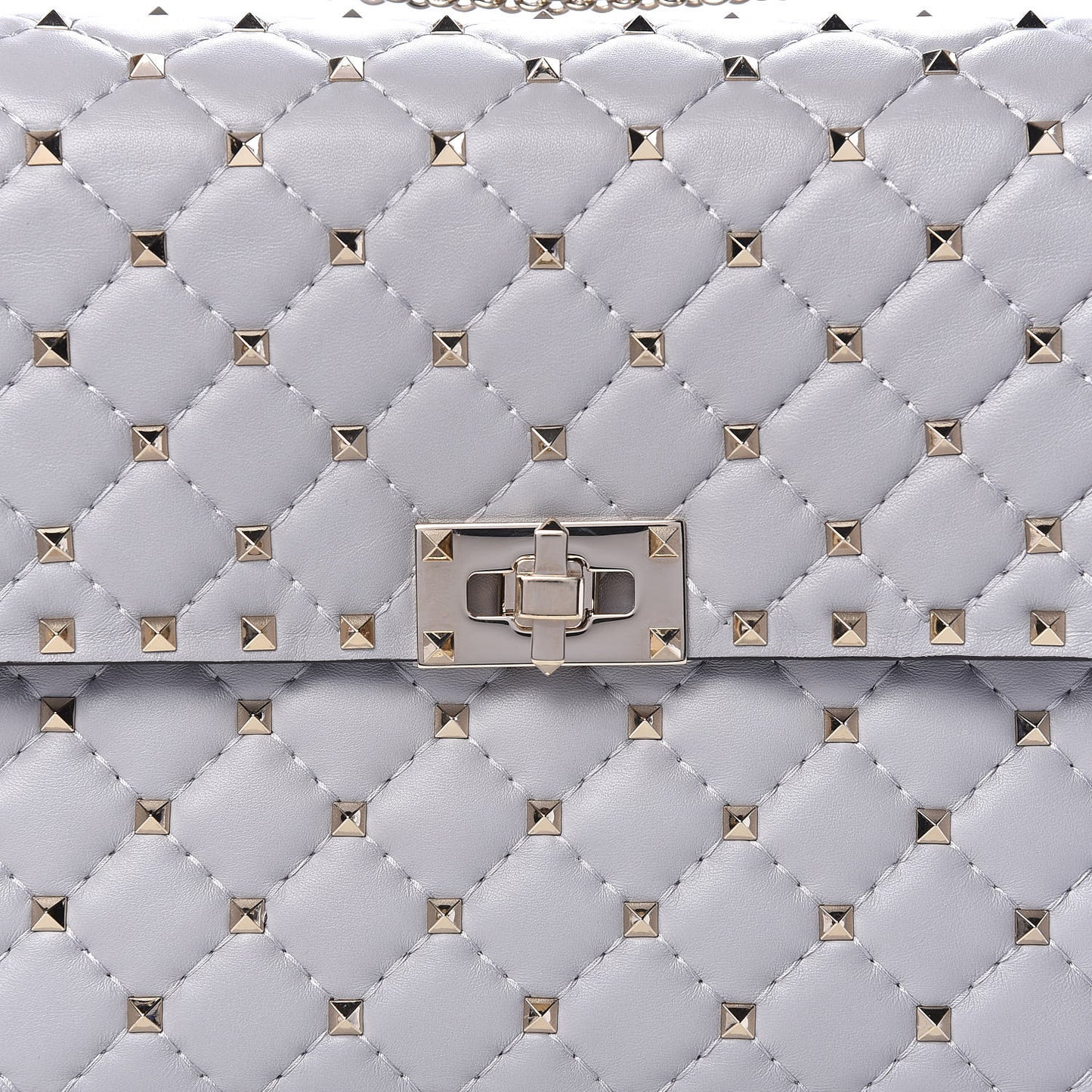 Nappa Large Rockstud Spike Shoulder Bag Pastel Grey