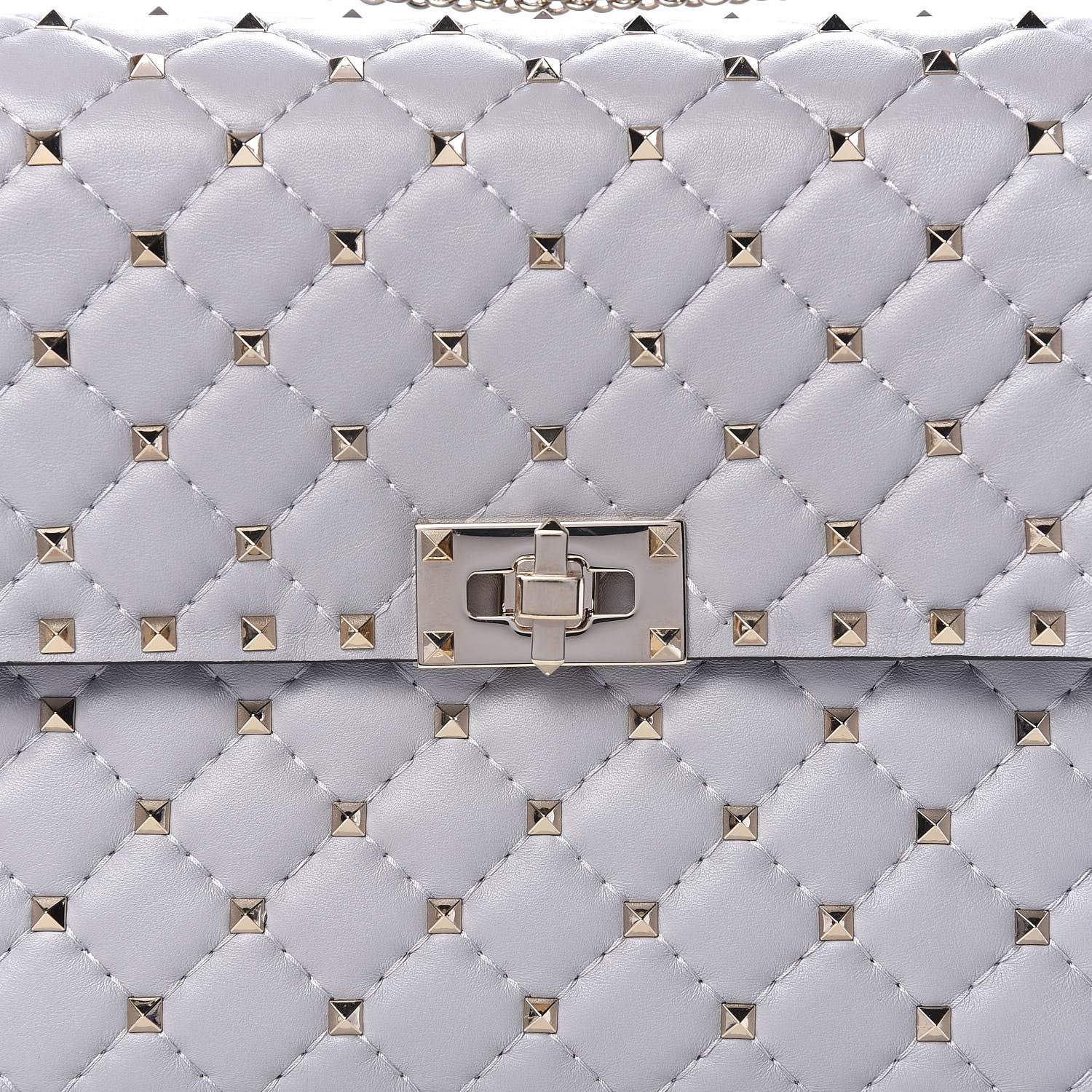 Valentino Garavani Nappa Large Rockstud Spike Shoulder Bag Pastel Grey 7 of 9