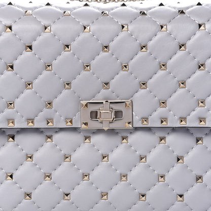 Valentino Garavani Nappa Large Rockstud Spike Shoulder Bag Pastel Grey 7 of 9