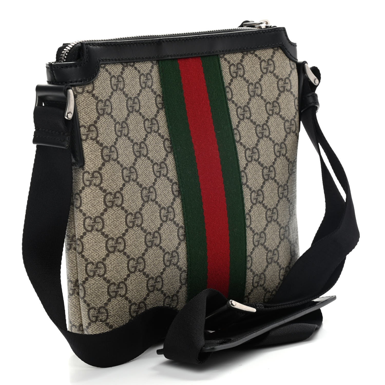 Gucci GG Supreme Monogram Web Messenger Bag Black 2 of 9