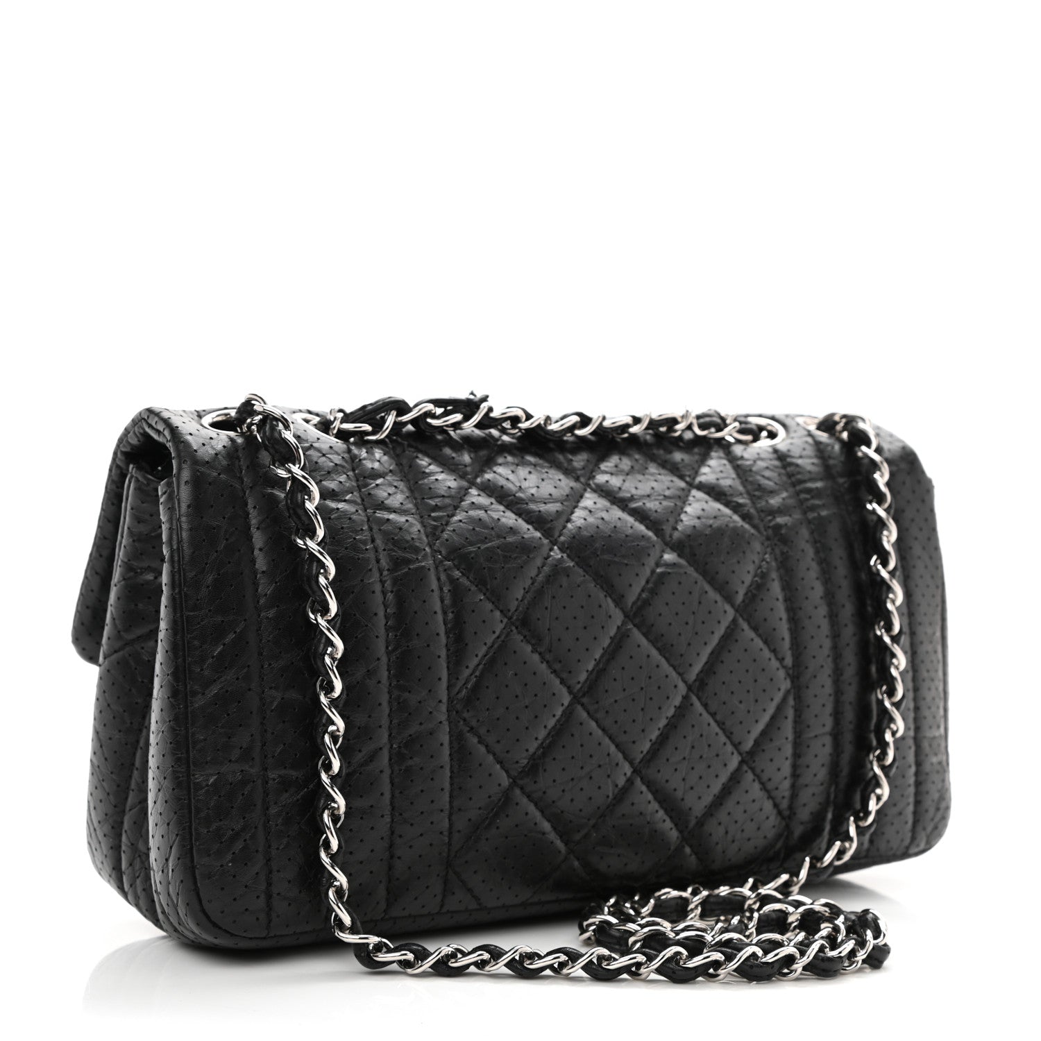 Chanel Aged Calfskin Perforated Flap Black 2 of 7