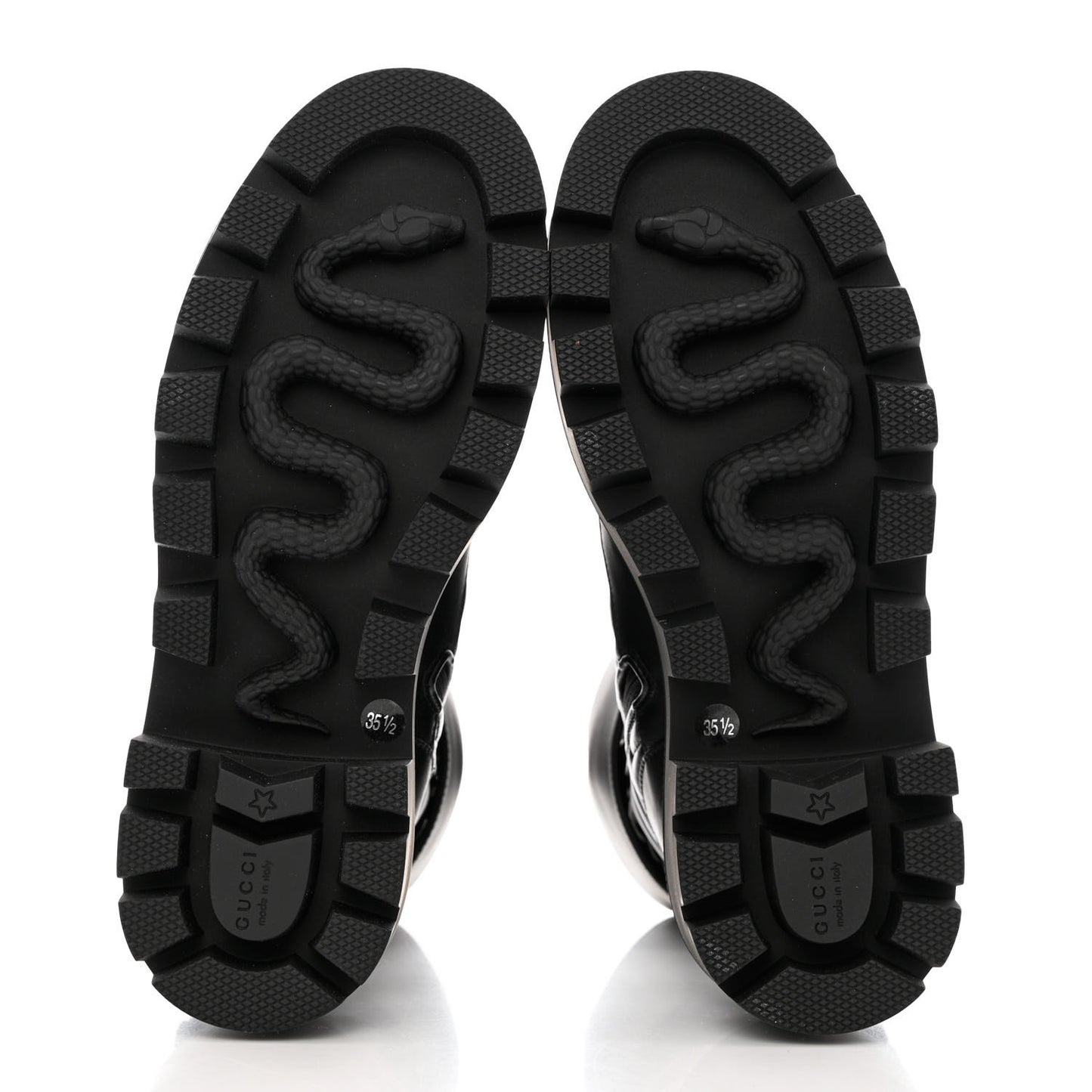 Nappa Frances GG Matelasse Platform Combat Boots 35.5 Black