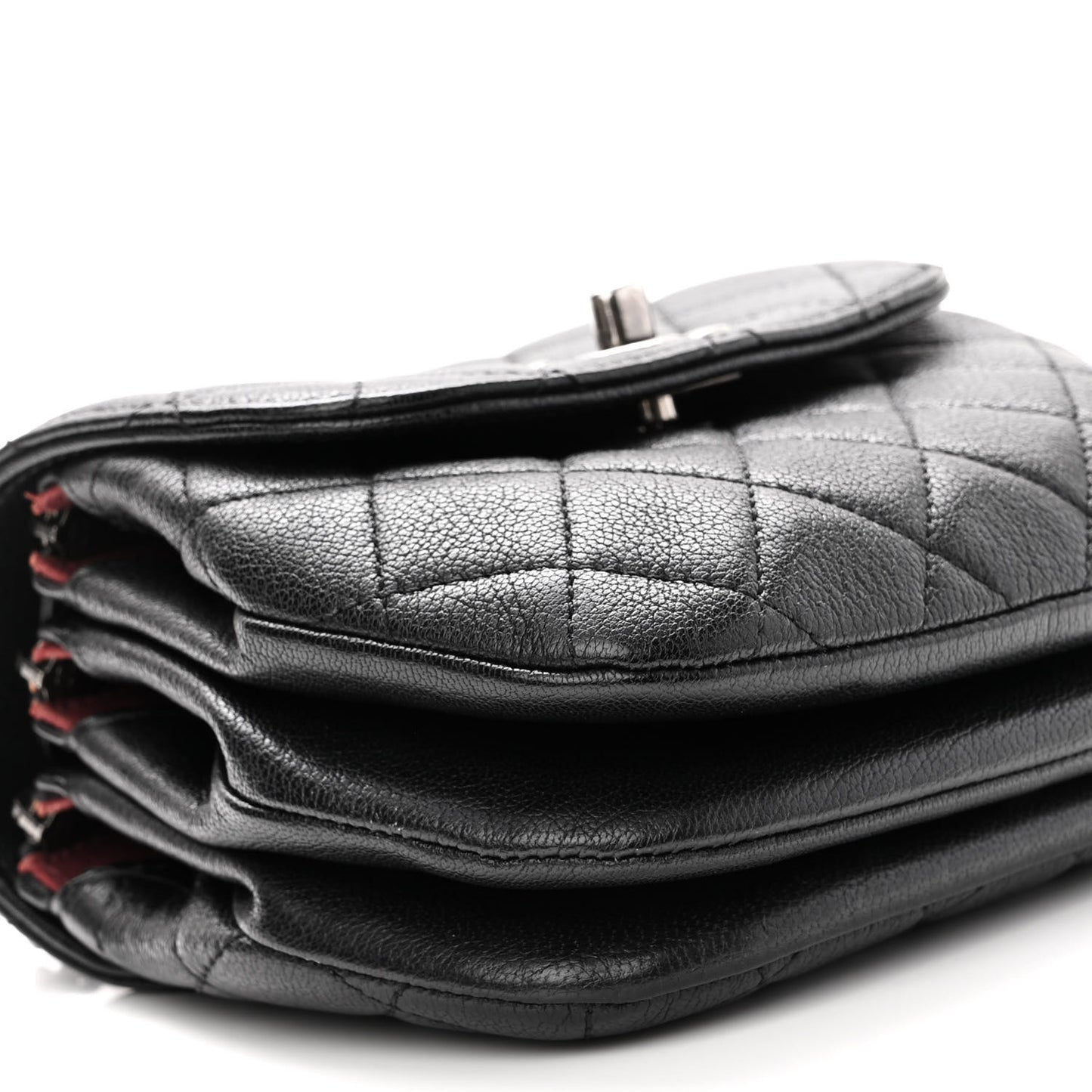 Goatskin Quilted CC Waiter Crossbody Black Black