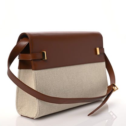 Saint Laurent Canvas Calfskin Manhattan Shoulder Bag Natural Brick 3 of 12