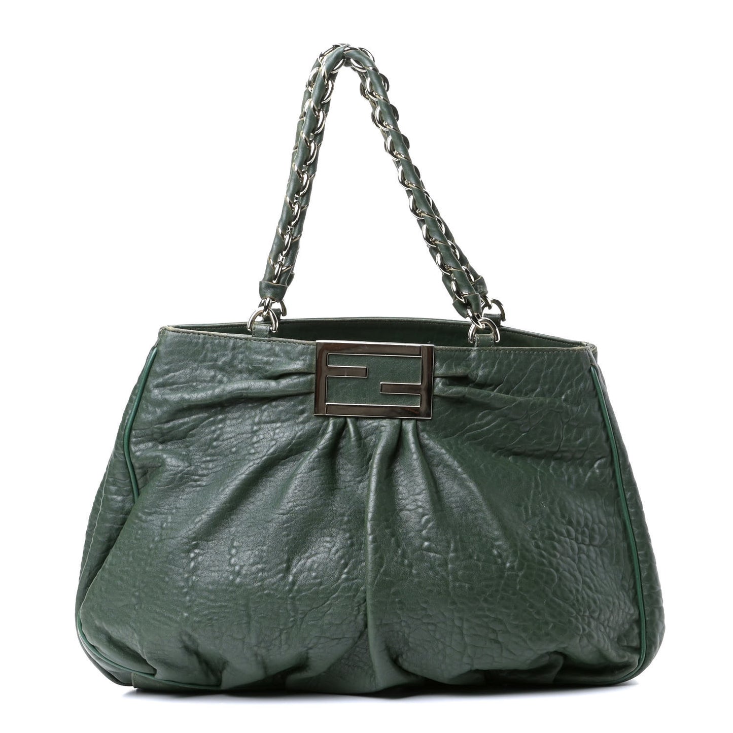 Crinkled Lambskin Mia Tote Verde Inglese