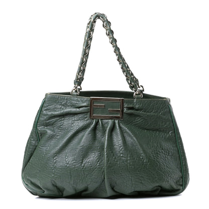 Fendi Crinkled Lambskin Mia Tote Verde Inglese 1 of 11
