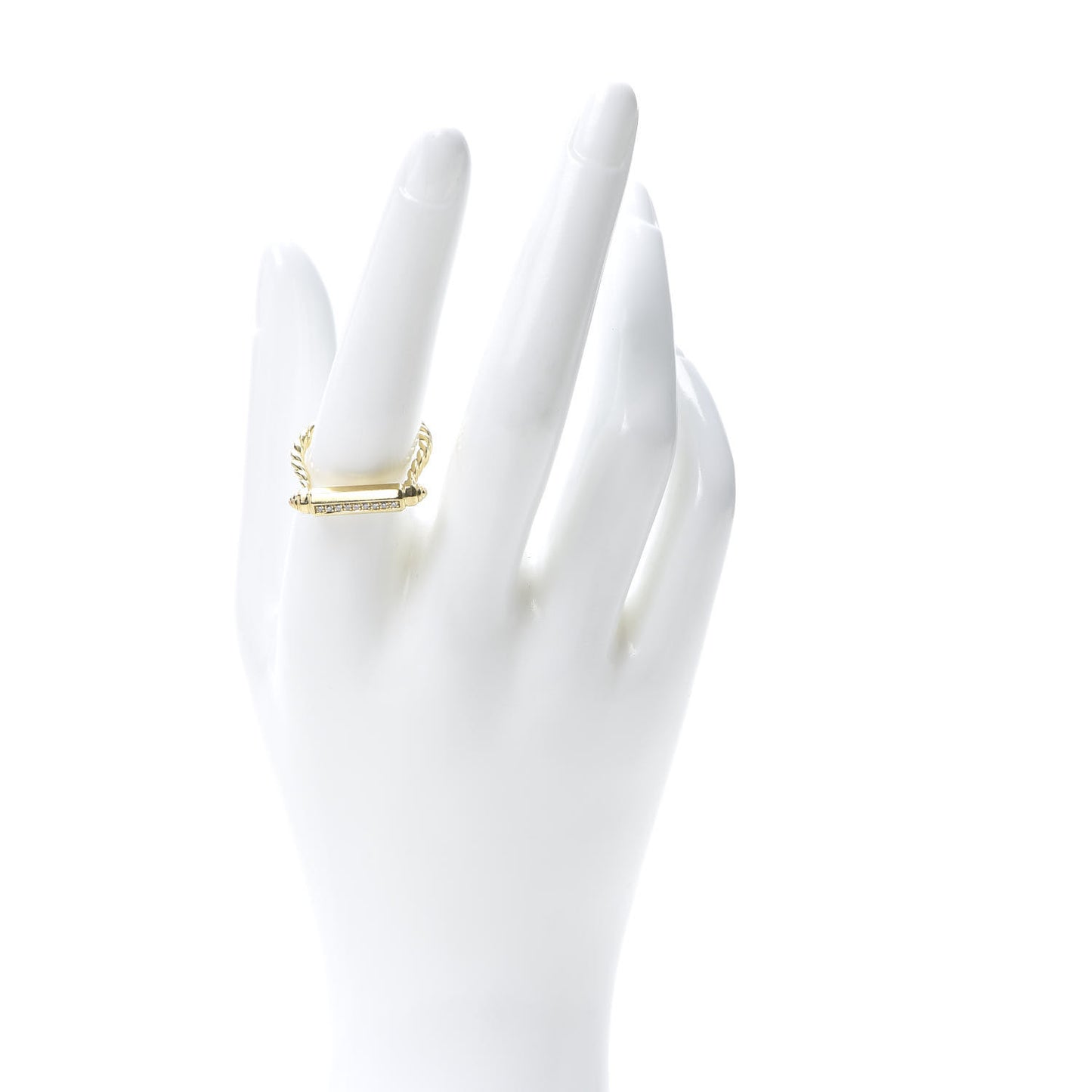 18K Yellow Gold Diamond Lexington Barrel Ring 60 9.25