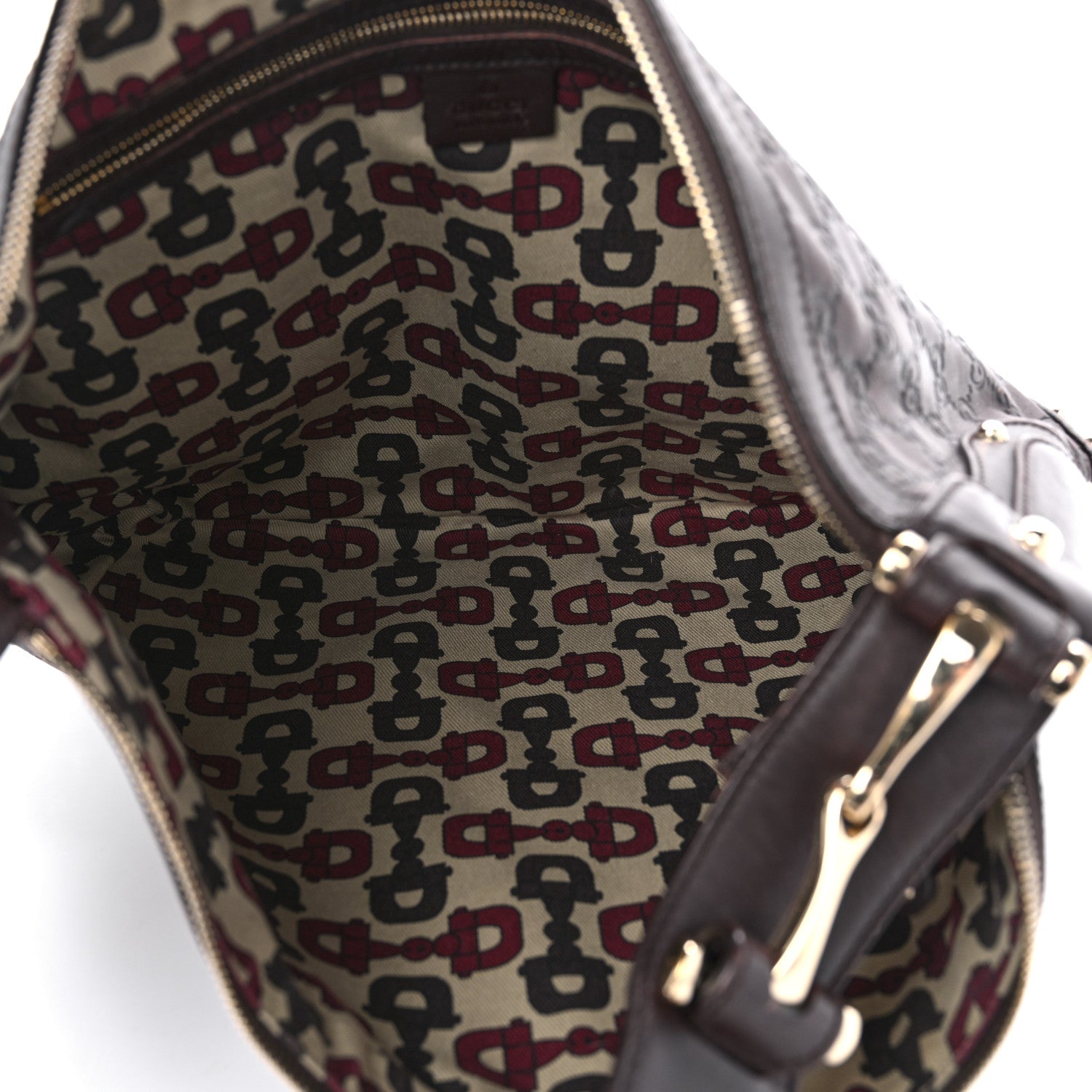 Gucci Calfskin Embossed Monogram Studded Pelham Messenger Bag Dark Brown 5 of 14