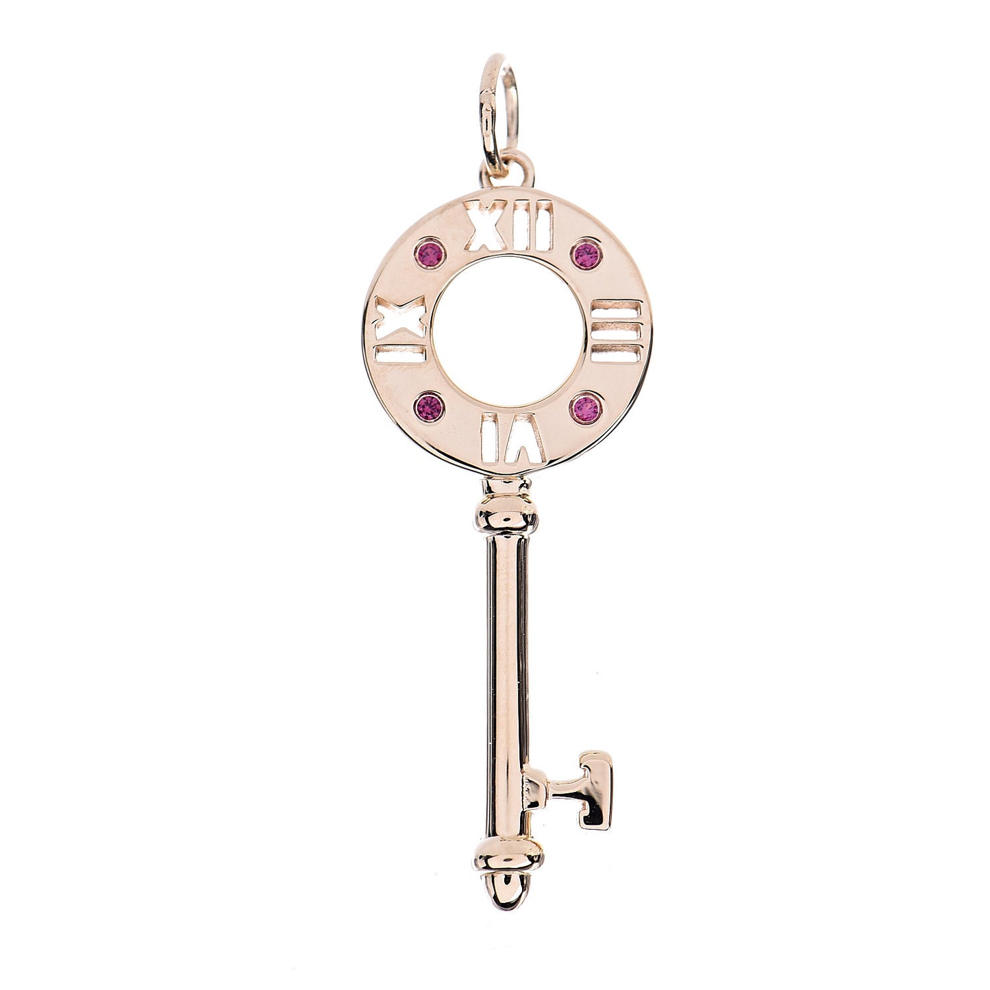 18K Yellow Gold Ruby Atlas Pierced Key Pendant