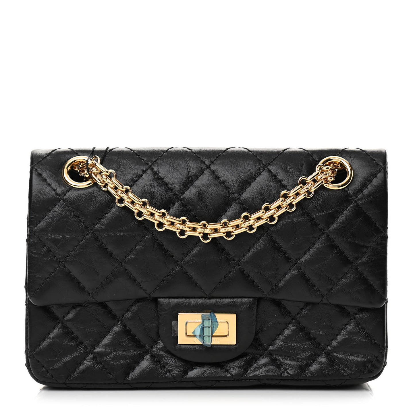 Aged Calfskin Quilted 2.55 Reissue Mini Flap Black