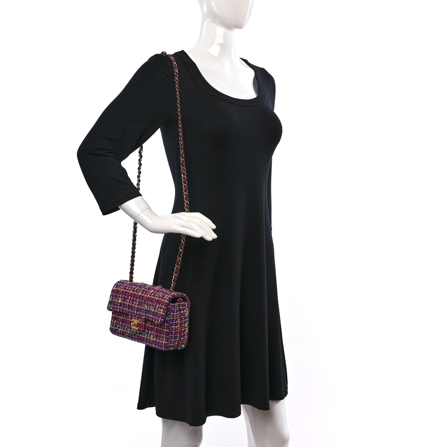 Tweed Quilted Mini Rectangular Flap Pink Multicolor