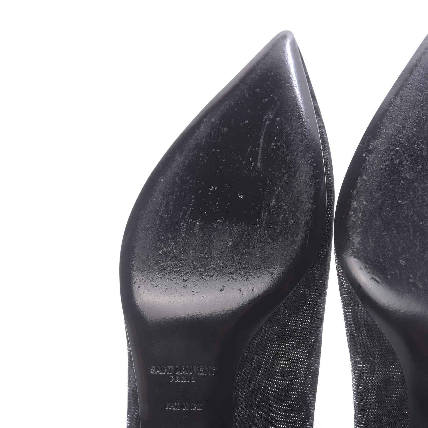 Saint Laurent Leopard Lame Double Cat Pumps 37.5 Silver 10 of 12