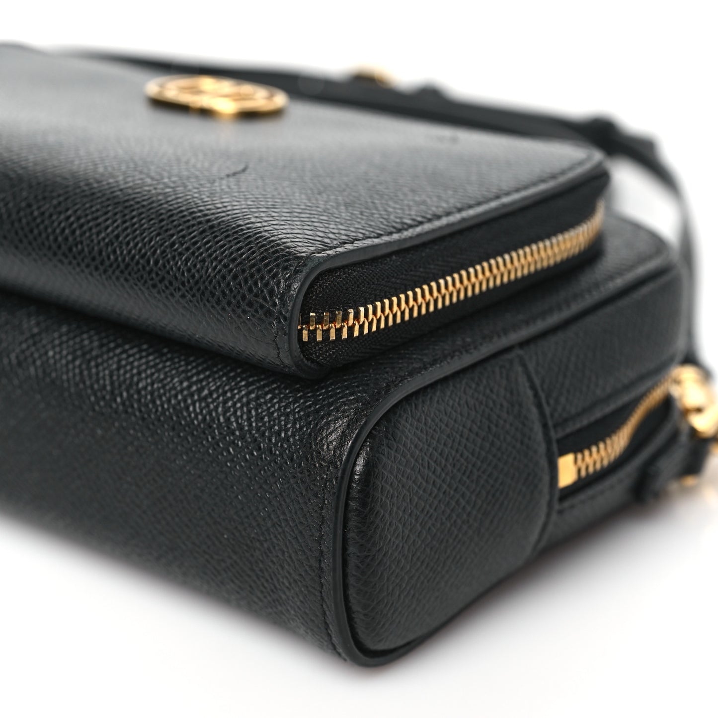 Grained Calfskin Caro Double Pouch Black