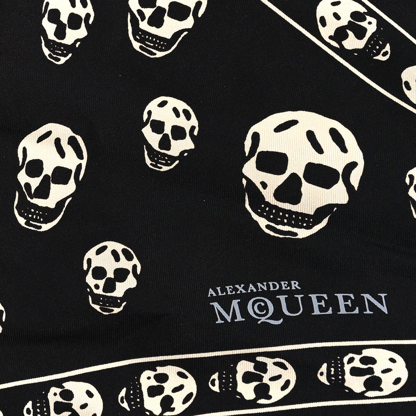 Silk Chiffon Skull Scarf Black Ivory