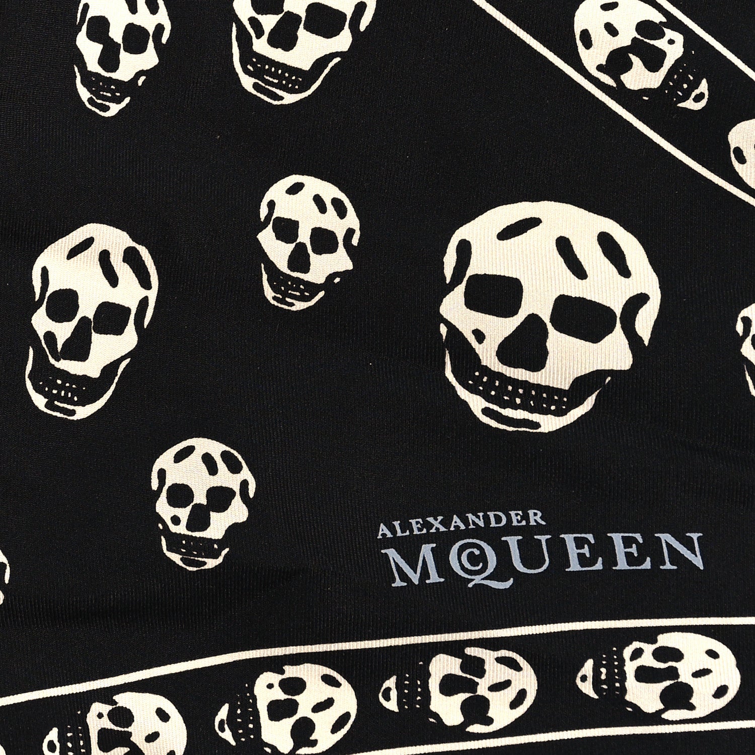 Alexander McQueen Silk Chiffon Skull Scarf Black Ivory 2 of 3