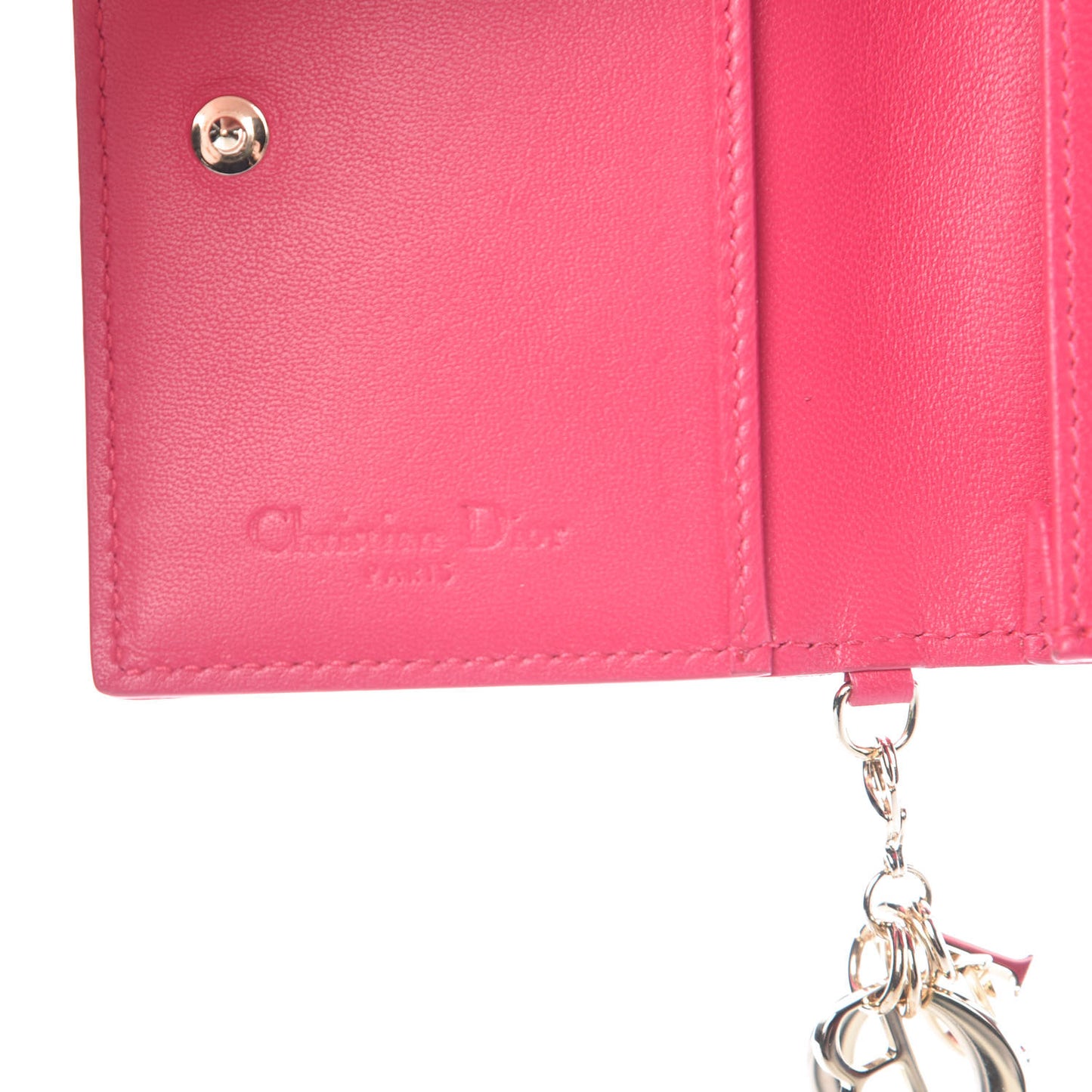 Lambskin Cannage Small Lady Dior Flap Card Holder Pink