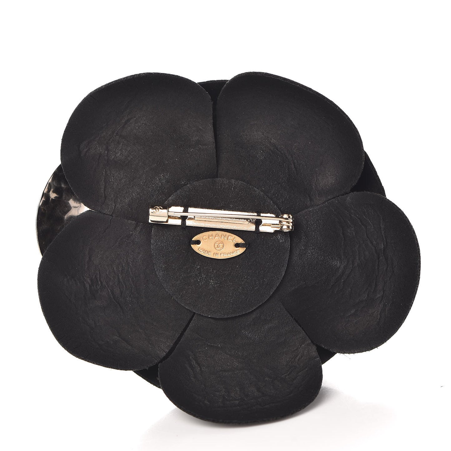 Lambskin Camellia Brooch Black