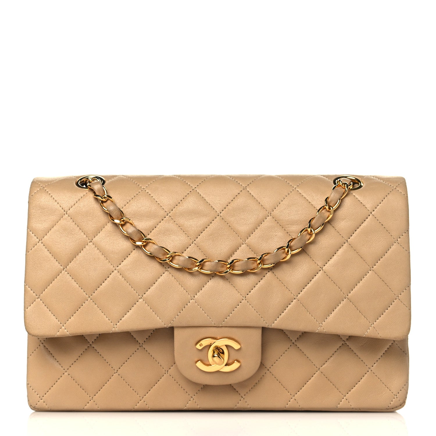 Chanel Lambskin Quilted Medium Double Flap Beige 1 of 11