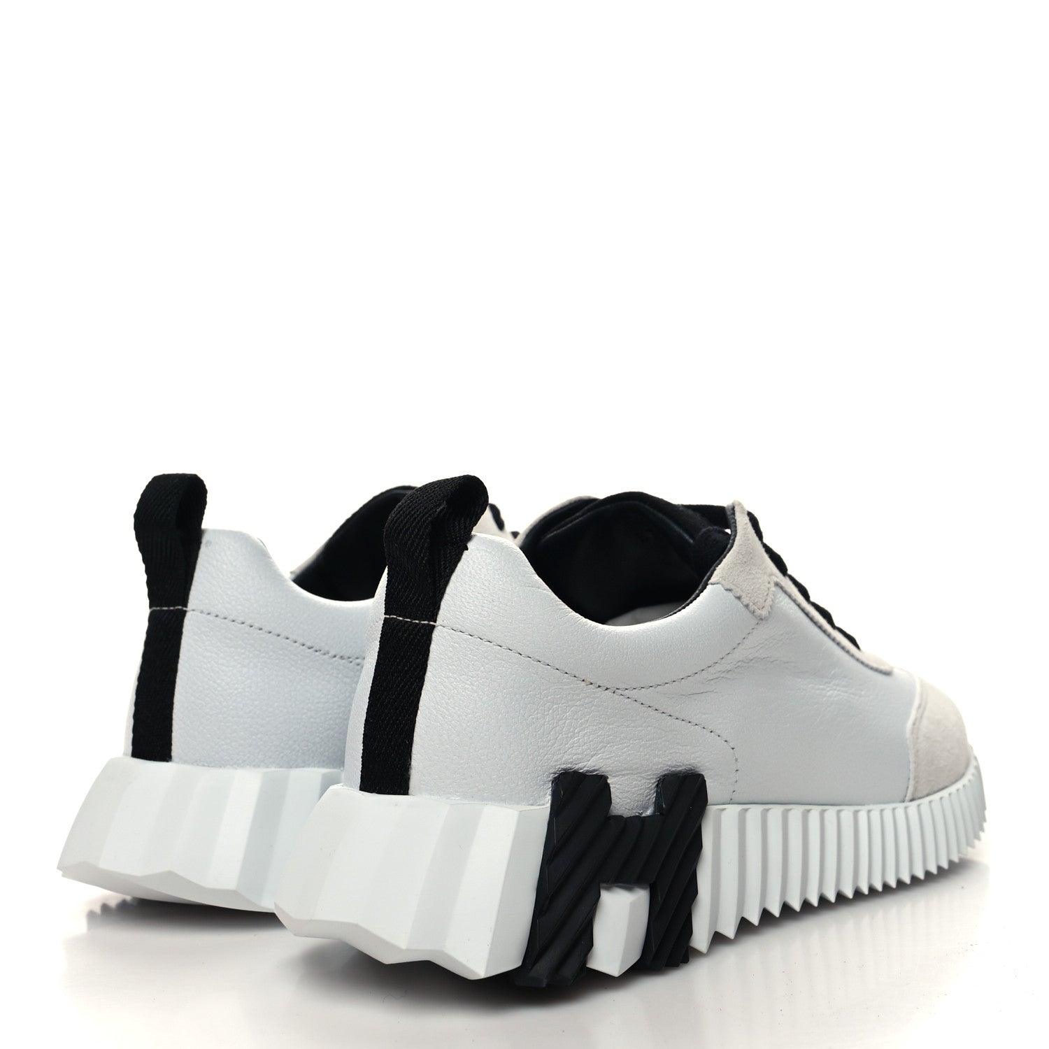 Hermes Goatskin Suede Goatskin Bouncing Sneakers 37 White Black 4 of 9