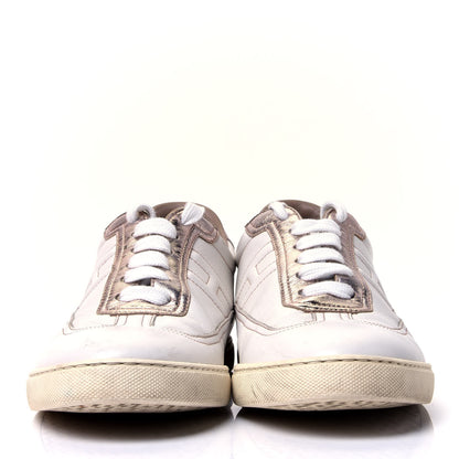 Hermes Swift Nappa Quicker Sneakers 38 Blanc Or Rose 2 of 10