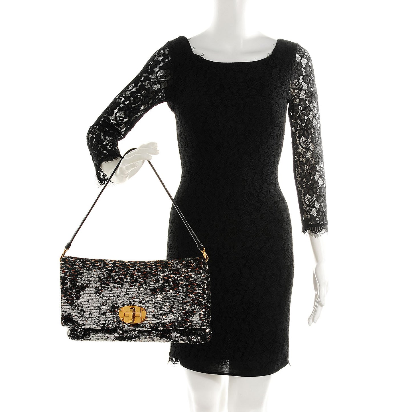 Oversized Sequined Clutch Argento