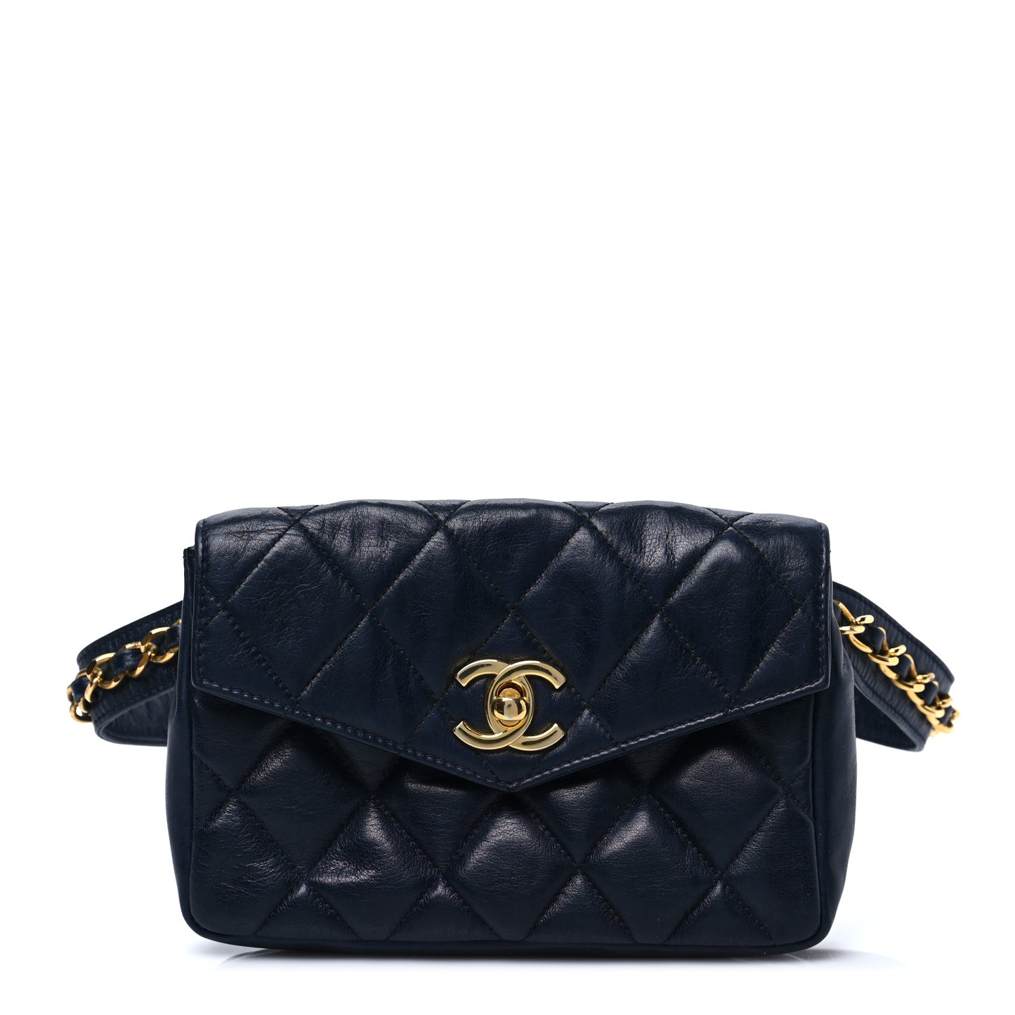 Lambskin Quilted Flap Waist Belt Bag 70 28 Blue