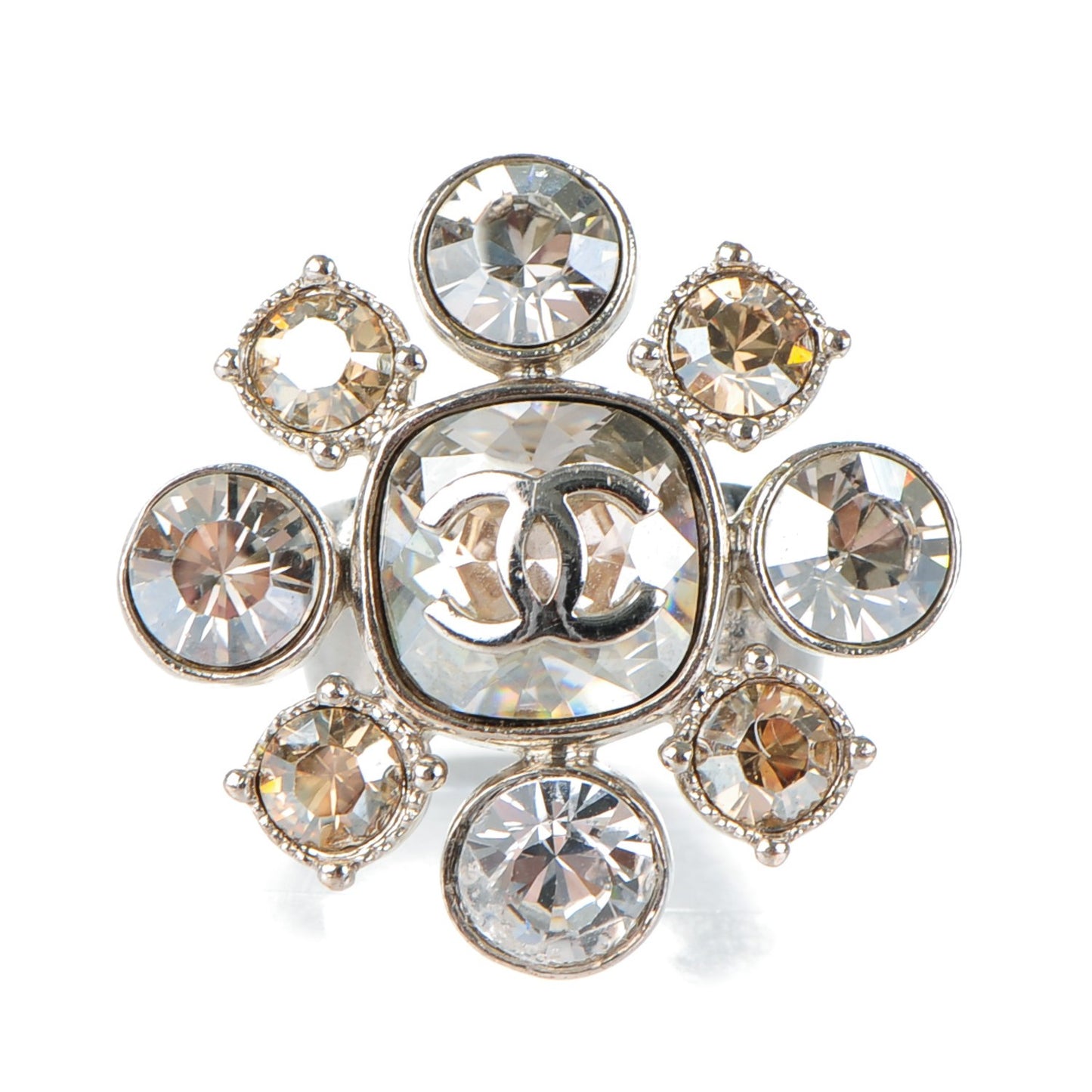 Crystal CC Ring 6.75 Silver