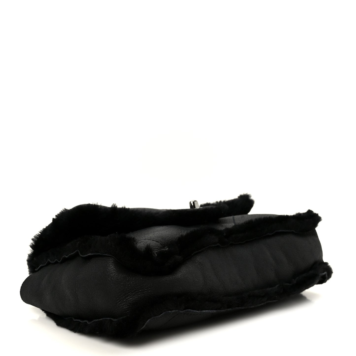 Shearling Quilted Medium Single Flap Black