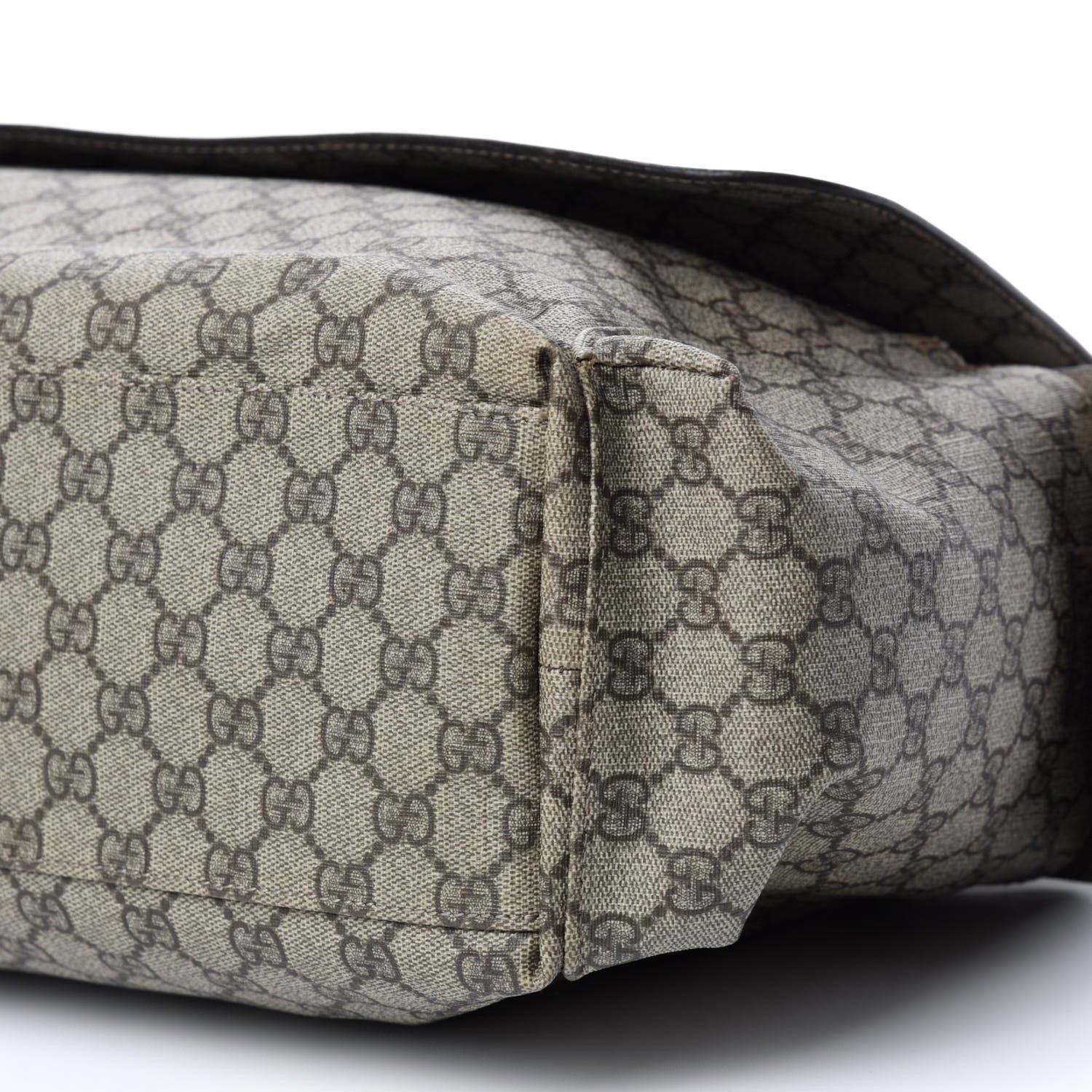 Gucci GG Supreme Monogram Selleria Calfskin Messenger Diaper Bag Beige Ebony Cocoa Dark Chocolate 8 of 13