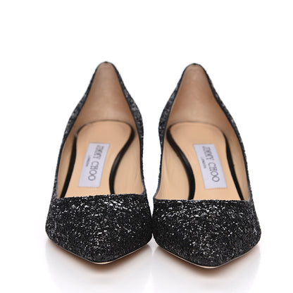 Jimmy Choo Glitter Pointy Toe Romy 60 Pumps 36.5 Black 2 of 8