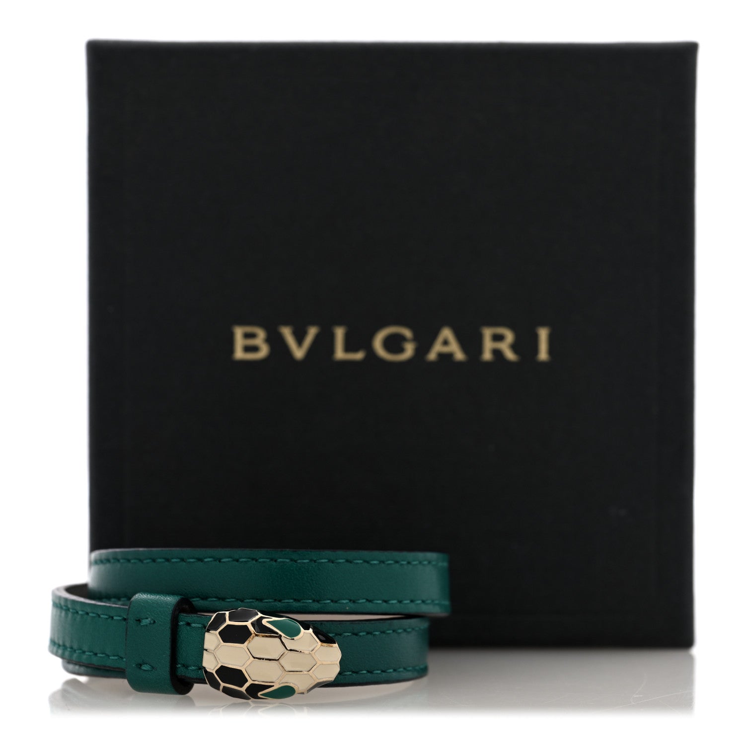 Bulgari Calfskin Serpenti Forever Double Coil Bracelet S Emerald Green 6 of 6
