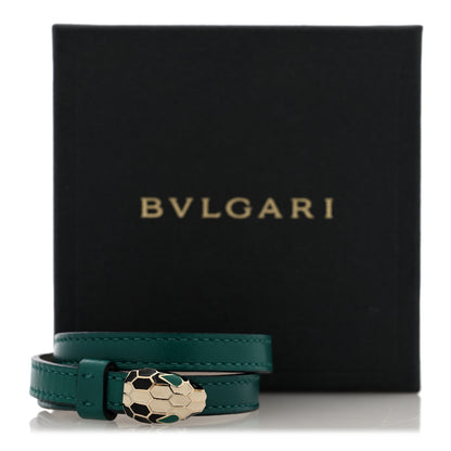 Bulgari Calfskin Serpenti Forever Double Coil Bracelet S Emerald Green 6 of 6