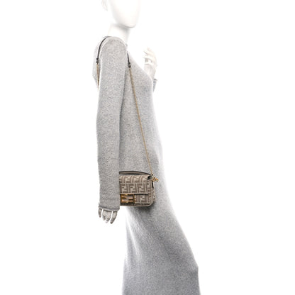 Fendi Denim Jacquard FF Effect Vitello Grace Mini Baguette Dove White Dove 2 of 11