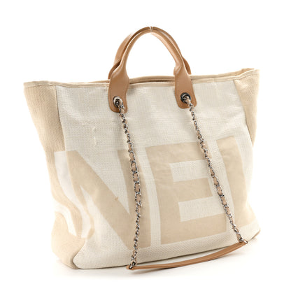 Chanel Canvas Large Shopping Tote White Beige 3 of 11