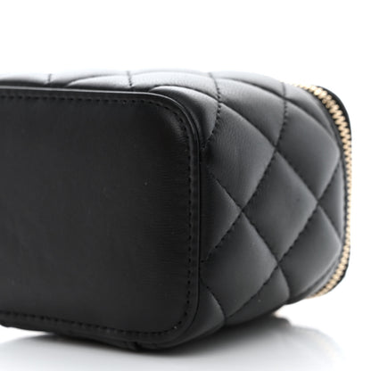 Chanel Lambskin Quilted Mini Pearl Crush Vanity Case With Chain Black 10 of 11