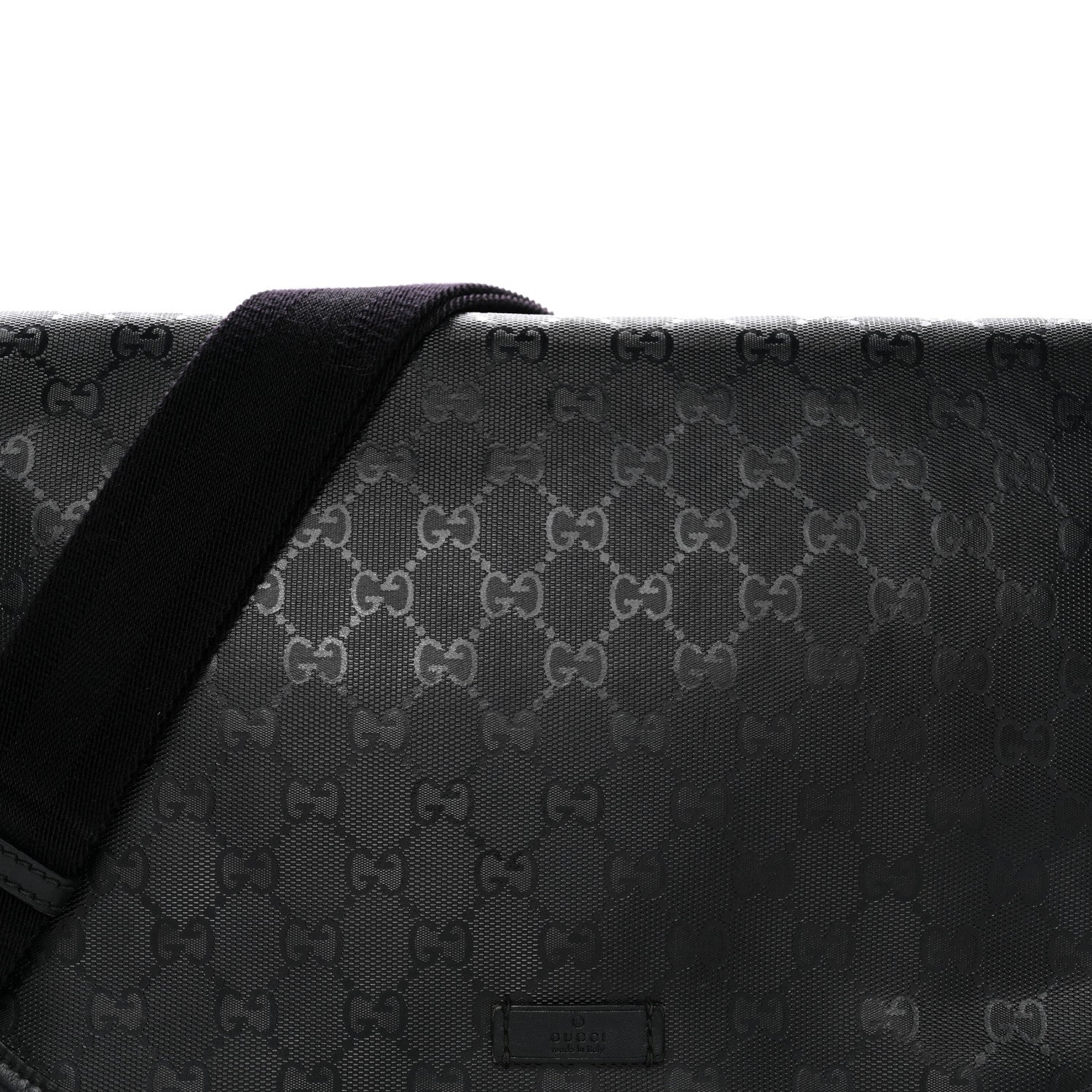 Gucci Imprime Monogram Medium Double Buckle Flap Messenger Bag Black 8 of 14