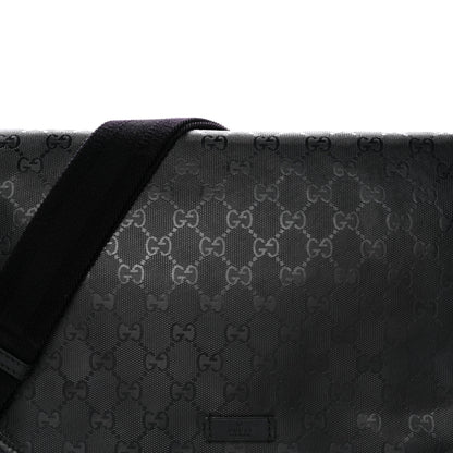 Gucci Imprime Monogram Medium Double Buckle Flap Messenger Bag Black 8 of 14