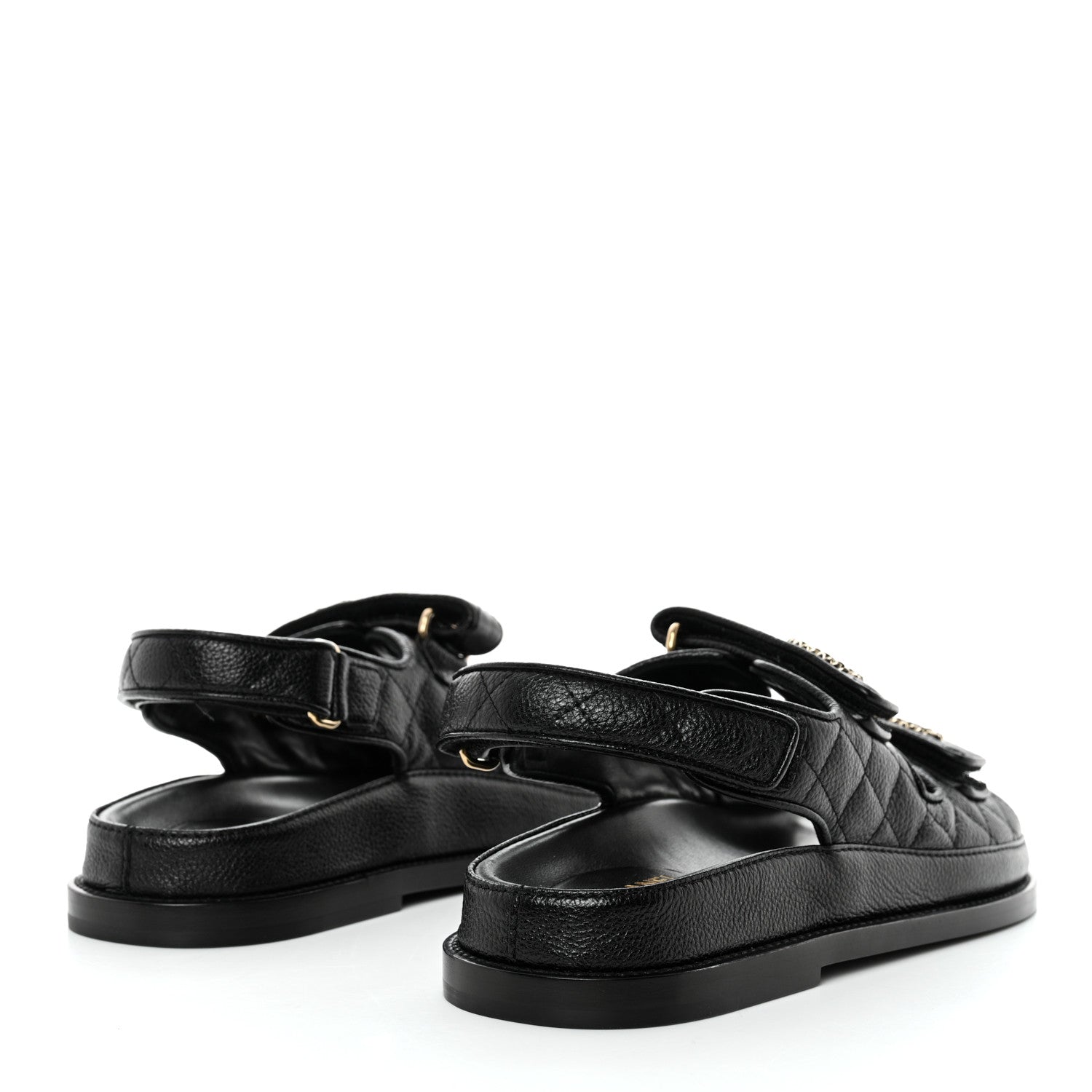 Chanel Grained Calfskin Velcro Dad Sandals 38 Black 4 of 9