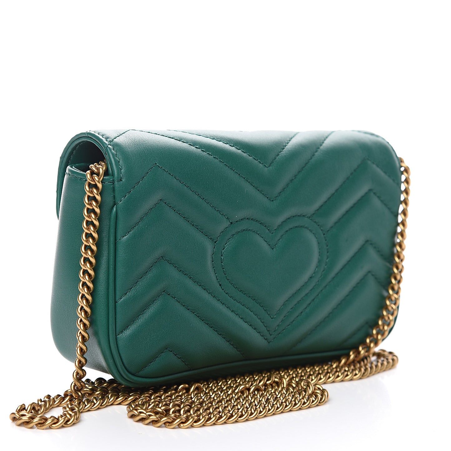 Calfskin Matelasse Super Mini GG Marmont Shoulder Bag Emerald Green