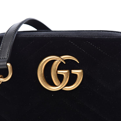 Gucci Velvet Matelasse Small GG Marmont Chain Shoulder Bag Black 10 of 10