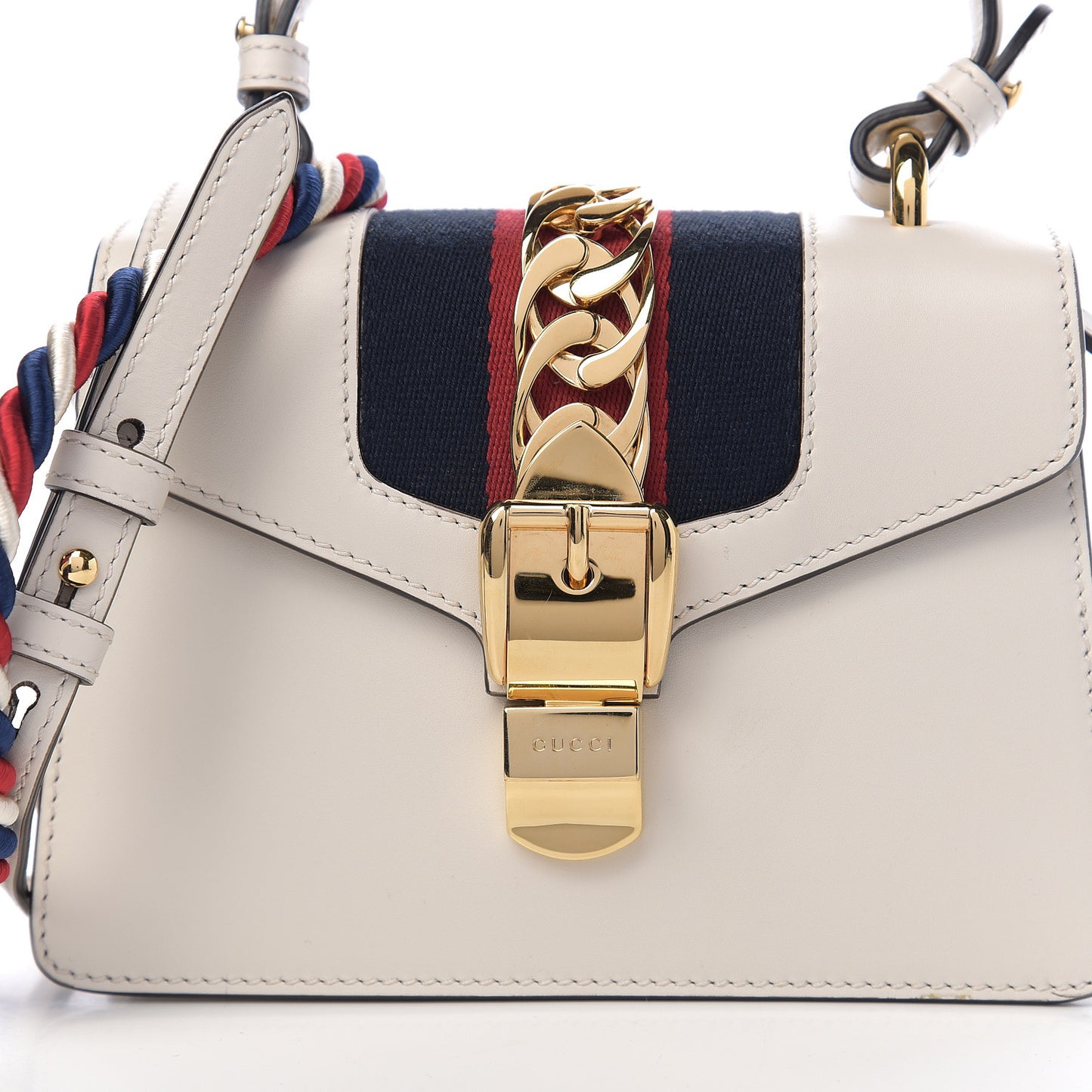 Calfskin Mini Sylvie Top Handle Bag White