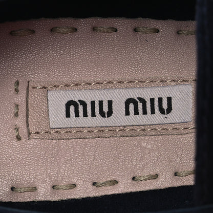 Miu Miu Camoscio Crystal Embellished Womens Low Top Sneakers 38 Navy 9 of 11