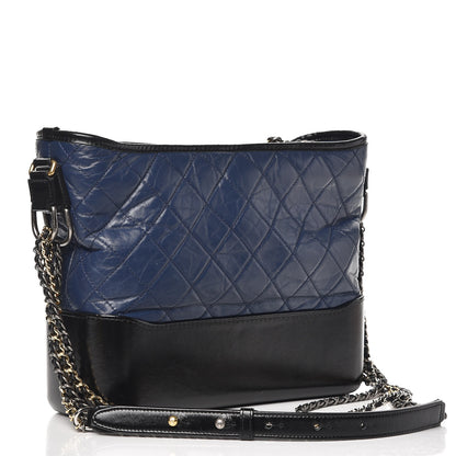 Chanel Aged Calfskin Quilted Medium Gabrielle Hobo Navy Black 3 of 11